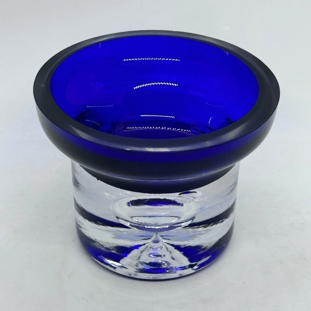 PartyLight Cobalt/Clear Tealight Votive Candleholder With Controlled Bubble - Picture 2 of 5